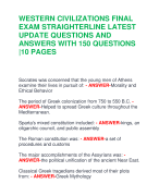 WESTERN CIVILIZATIONS FINAL  EXAM STRAIGHTERLINE LATEST  UPDATE QUESTIONS AND  ANSWERS WITH 150 QUESTIONS  |10 PAGES