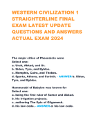 WESTERN CIVILIZATION 1  STRAIGHTERLINE FINAL  EXAM LATEST UPDATE  QUESTIONS AND ANSWERS  ACTUAL EXAM 2024