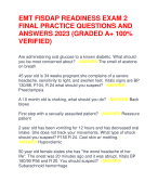 EMT FISDAP READINESS EXAM 2  FINAL PRACTICE QUESTIONS AND  ANSWERS 2023 (GRADED A+ 100%  VERIFIED)