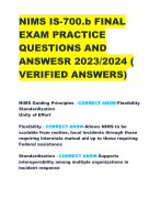 NIMS IS-700.b FINAL  EXAM PRACTICE  QUESTIONS AND  ANSWESR 2023/2024 (  VERIFIED ANSWERS)