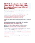 OSHA 30- Construction Exam Update  2024 | OSHA 30 Construction Actual  Exam 2024 Questions and Correct  Answers Rated A+ | Verified OSHA 30- Construction Exam Update  2024 | OSHA 30 Construction Actual  Exam 2024 Questions and Correct  Answers Rated A+ | 