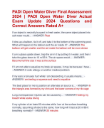 PADI Open Water Diver Final Assessment 2024 Questions and  Correct Answers Rated A+ | PADI Open Water Diver Actual  Exam Update 2024  All Verified Quiz with Accurate Solutions Aranking Allpass