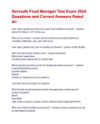 Servsafe Food Manager Test Exam 2024  Questions and Correct Answers Rated  A+ | Verified SERV safe Food Manager Actual Exam Update 2024 Quiz with Accurate Solutions Aranking Allpass