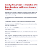 County of Riverside Food Handlers 2024  Exam Questions and Correct Answers  Rated A+ | Verified County of Riverside Food Handlers 2024  Exam Update Quiz with Accurate Solutions Aranking Allpass
