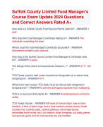 Suffolk County Limited Food Manager's  Course Exam Update 2024 Questions  and Correct Answers Rated A+ | Verified Suffolk County Limited Food Manager's  Course Actual Exam Update 2024 Quiz with Accurate Solutions Aranking Allpass