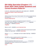 ISA Utility Specialist (Chapters 1-7) Exam 2024 Latest Update Questions and  Correct Answers Rated A+ | Verified ISA Utility Specialist  Exam Update  2024 Quiz with Accurate Solutions Aranking Allpass