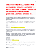 ATI ASSESSMENT LEADERSHIP AND COMMUNITY HEALTH COMPLETE 70+ QUESTIONS AND CORRECT DETAILED ANSWERS WITH RATIONALES (VERIFIED ANSWERS GRADED A+)