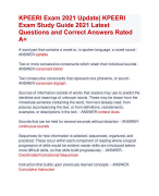 KPEERI Exam 2021 Update| KPEERI  Exam Study Guide 2021 Latest  Questions and Correct Answers Rated  A+ | Verified Exam Latest Update KPEERI Exam 2021 Update  KPEER  Exam Quiz with Accurate Solutions with Accurate Solutions Aranking Allpass