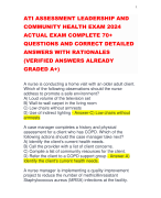 ATI ASSESSMENT LEADERSHIP AND COMMUNITY HEALTH EXAM 2024 ACTUAL EXAM COMPLETE 70+ QUESTIONS AND CORRECT DETAILED ANSWERS WITH RATIONALES (VERIFIED ANSWERS ALREADY GRADED A+)