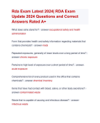 Rda Exam Latest 2024| RDA Exam  Update 2024 Questions and Correct  Answers Rated A+ | Verified RDA Actual Exam Latest Update 2024 Quiz with Accurate Solutions Aranking Allpass