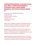 Certified Rehabilitation Counselor Exam  Prep 2024 | Certified Rehabilitation  Counselor Exam Latest Update  Questions and Correct Answers Rated  A+ | Certified Rehabilitation Counselor Exam  Prep 2024 | Certified Rehabilitation  Counselor Exam Latest Update  Questions and Correct Answers Rated  A+ | Verified Certified Rehabilitation Counselor Actual Exam 2024  Quiz with Accurate Solutions Aranking Allpass