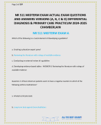 NR 511 MIDTERM EXAM ACTUAL EXAM QUESTIONS AND ANSWERS VERSIONS (A, B, C & D) DIFFERENTIAL DIAGNOSIS & PRIMARY CARE PRACTICUM 2024-2025 CHAMBERLAIN 