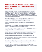 AGPCNP Board Review Exam Latest  2024 Questions and Correct Answers  Rated A+ | Verified AGPCNP Board  Exam Update 2024 Quiz with Accurate Solutions Aranking Allpass