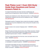 Peak Pilates Level 1 Exam 2024 Study  Guide Exam Questions and Correct  Answers Rated A+ | Verified Peak Pilates Level 1 Exam Update 2024 Quiz with Accurate Solutions Aranking Allpass