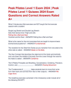 Peak Pilates Level 1 Exam 2024 | Peak  Pilates Level 1 Quizzes 2024 Exam  Questions and Correct Answers Rated  A+ | Verified Peak Pilates Level 1 Exam 2024  Quiz with Accurate Solutions Aranking Allpass