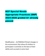 DCF Special Needs Appropriate Practices (SNP) 2024-2026 graded A+ already passed Modification