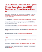 Course Careers Final Exam 2024 Update | Course Careers Exam Latest 2024  Questions and Correct Answers Rated  A+ | Verified Course Careers Actual Exam Update 2024 Quiz with Accurate Solutions Aranking Allpass