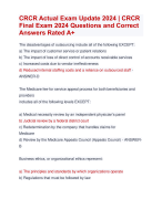 CRCR Actual Exam Update 2024 | CRCR  Final Exam 2024 Questions and Correct  Answers Rated A+ | Verified CRCR Actual Exam Update 2024 Quiz with Accurate Solutions Aranking Allpass