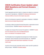 CRCR Certification Exam Update Latest 2024 Questions and Correct Answers  Rated A+ | Verified CRCR Certification Actual Exam Update 2024 Quiz with Accurate Solutions Aranking Allpass