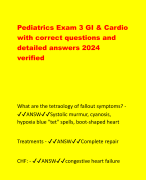 Pediatrics Exam 3 GI & Cardio with correct questions and detailed answers 2024 verified