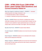 CSBI – HFMA 2024 Exam CSBI-HFMA  Exam Latest Update 2024 Questions and  Correct Answers Rated A+ | Verified CSBI HFMA 2024 Exam Update  Quiz with Accurate Solutions Aranking Allpass