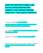 AAERT CER EXAM WITH CORRECT 120+ (ACTUAL EXAM) QUESTIONS AND CORRECTLY  WELL DEFINED ANSWERS LATEST 2024 – 2025 ALREADY GRADED A+     
