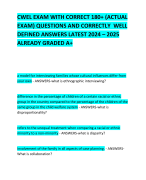 CWEL EXAM WITH CORRECT 180+ (ACTUAL EXAM) QUESTIONS AND CORRECTLY  WELL DEFINED ANSWERS LATEST 2024 – 2025 ALREADY GRADED A+     