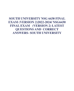 SOUTH UNIVERSITY NSG 6430 FINAL  EXAM (VERSION 2)2022-2024/ NSG6430  FINAL EXAM (VERSION 2) LATEST  QUESTIONS AND CORRECT  ANSWERS- SOUTH UNIVERSITY