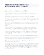 OPERATIONS AND SUPPLY CHAIN  MANAGEMENT FINAL EXAM 2023 