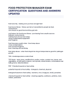 FOOD PROTECTION MANAGER EXAM  CERTIFICATION  QUESTIONS AND ANSWERS  UPDATED
