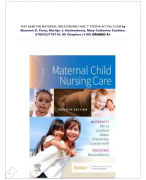 TEST BANK FOR MATERNAL CHILD NURSING CARE 7TH EDITION ACTUAL EXAM by Shannon E. Perry, Marilyn J. Hockenberry, Mary Catherine Cashion,  9780323776714, All Chapters (1-50) GRADED A+