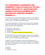ATI ASSESSMENT LEADERSHIP AND COMMUNITY HEALTH EXAM 2024 ACTUAL EXAM COMPLETE 70+ QUESTIONS AND CORRECT DETAILED ANSWERS WITH RATIONALES (VERIFIED ANSWERs GRADED A+)