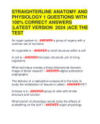 STRAIGHTERLINE ANATOMY AND  PHYSIOLOGY 1 QUESTIONS WITH  100% CORRECT ANSWERS  |LATEST VERSION 2024 |ACE THE  TEST