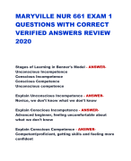 MARYVILLE NUR 661 EXAM 1  QUESTIONS WITH CORRECT  VERIFIED ANSWERS REVIEW  2020