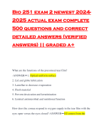 Bio 251 exam 2 newest 2024- 2025 actual exam complete 500 questions and correct detailed answers (verified answers) || graded a+