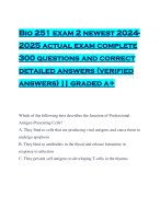 Bio 251 exam 2 newest 2024- 2025 actual exam complete 300 questions and correct detailed answers (verified answers) || graded a+