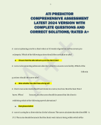 ATI PREDICTOR  COMPREHENSIVE ASSESSMENT  LATEST 2024 VERSION WITH  COMPLETE QUESTIONS AND  CORRECT SOLUTIONS/RATED A+ 