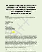 NR 603 APEA PREDICTOR 2024/2025  LATEST EXAM WITH ALL POSSIBLE  QUESTIONS AND VERIFIED CORRECT  SOLUTIONS (RATIONALES  PROVIDED)/GRADED A+