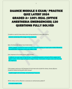 DAANCE MODULE 5 EXAM/ PRACTICE  QUIZ LATEST 2024  GRADED A+ 100% REAL (OFFICE  ANESTHESIA EMERGENCIES) 130  QUESTIONS FULLY SOLVED