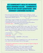 ATI COMMUNITY HEALTH NURSING  2024 NEWESR EXAM | COMMUNITY  HEALTH RN EXAM QUESTIONS AND  CORRECT ANSWERS RATED A+