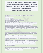 APEA 3P EXAM PREP- CARDIOVASCULAR (MSN-FNP DEGREE PROGRAM) ACTUAL  EXAM WITH QUESTIONS AND CORRECT  ANSWERS-RATIONALES  PROVIDED/GRADED A+