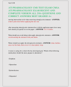 ATI PHARMACOLOGY CMS TEST EXAM/ CMSA  ATI PHARMACOLOGY EXAM RECENT AND  COMPLETE VERSION ALL 250+ QUESTIONS AND  CORRECT ANSWERS/ BEST GRADED A+