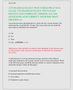 ATI PHARMACOLOGY PROCTORED PRACTICE  EXAM/ ATI PHARMACOLOGY TEST EXAM  RECENT AND COMPLETE VERSION ALL 400  QUESTIONS AND CORRECT ANSWERS/ BEST  GRADED A+