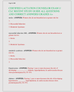 CERTIFIED LACTATION COUNSELOR EXAM 1/  CLC RECENT STUDY GUIDE ALL QUESTIONS  AND CORRECT ANSWERS/ GRADED A+