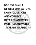 NSG 552 Exam 1 NEWEST 2024 ACTUAL  EXAM QUESTIONS  AND CORRECT  DETAILED ANSWERS  (VERIFIED ANSWERS)  |ALREADY GRADED A+