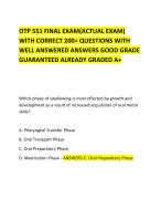 OTP 551 FINAL EXAM(ACTUAL EXAM) WITH CORRECT 200+ QUESTIONS WITH WELL ANSWERED ANSWERS GOOD GRADE GUARANTEED ALREADY GRADED A+     