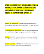 BTEC BUSINESS UNIT 3 FINANCE REVISION EXAM(ACTUAL EXAM) QUESTIONS AND ANSWERS LATEST 2024 – 2025 GOOD SCORE IS GUARANTEED GRADE A+ 
