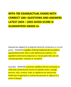NFPA 70E EXAM(ACTUAL EXAM) WITH CORRECT 100+ QUESTIONS AND ANSWERS LATEST 2024 – 2025 GOOD SCORE IS GUARANTEED GRADE A+ 