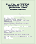 BIOLOGY 1134 LAB PRACTICAL 2 -  UNIVERSITY OF OKLAHOMA  QUESTIONS AND CORRECT  ANSWERS/GRADED A+