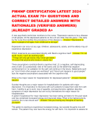 PMHNP CERTIFICATION LATEST 2024 ACTUAL EXAM 70+ QUESTIONS AND CORRECT DETAILED ANSWERS WITH RATIONALES (VERIFIED ANSWERS) |ALREADY GRADED A+